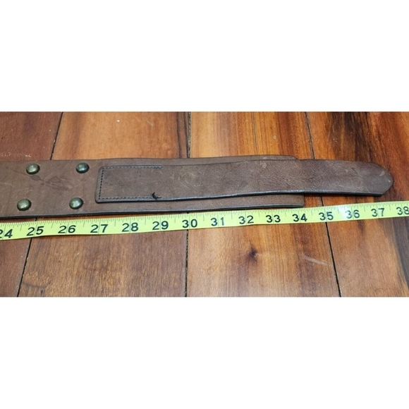 GAP BELT Brown GENUINE Cowhide Leather Heavy Brass Belt Buckle Brass Studs Buckl - Picture 11 of 14